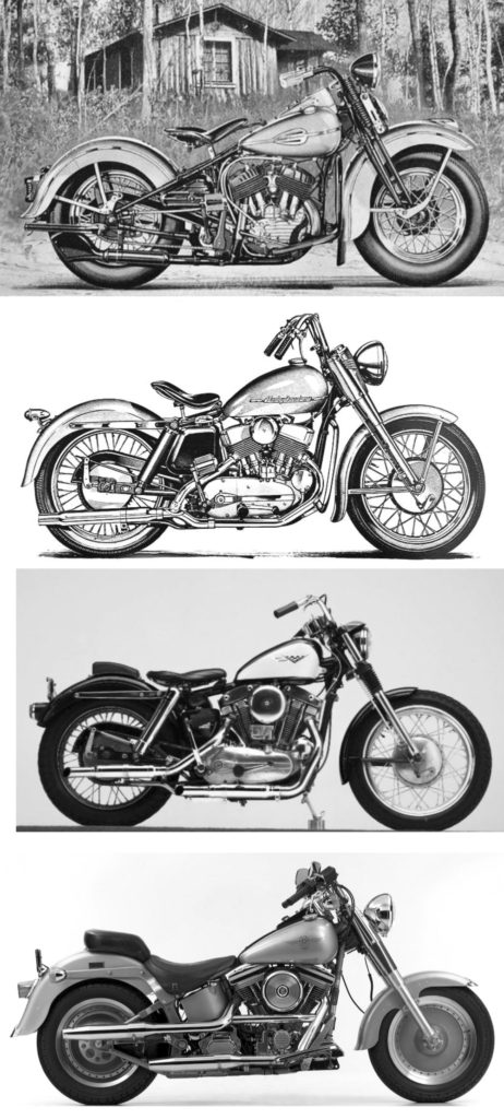 Harley Davidson 45WL, Model K, Model XLCH, & Fat Boy